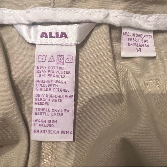 Alia Cargo cropped Pants khaki cotton hi rise stretch utility drawstring leg 14 - Picture 5 of 8
